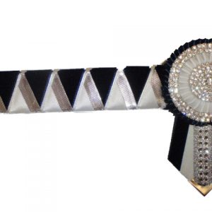 EE76- 15.5" Black,White,Silver Sharksteeth Browband