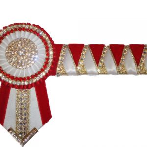 EE75- 15.5" Red,White,Gold Diamonte Browband