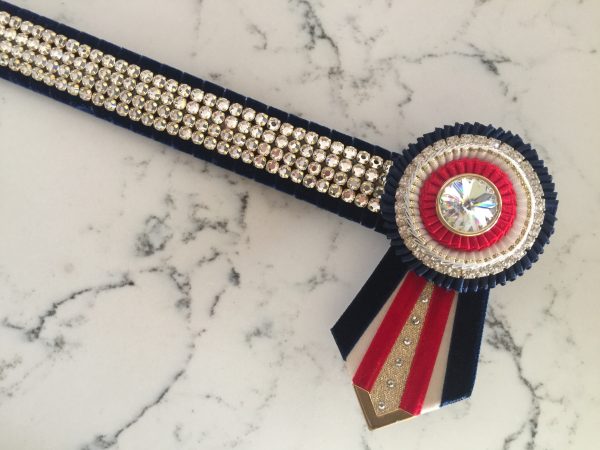 EE201 - 14.5" Navy,Red,White Swarovski Gold Bling Browband